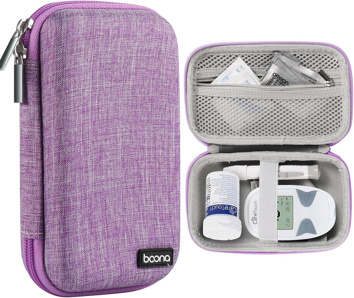 Diabetes Travel Case EVA Hard Shell Diabetic Supplies Bag Organizer for Blood Sugar Testing Kit, Glucose Monitor Kit