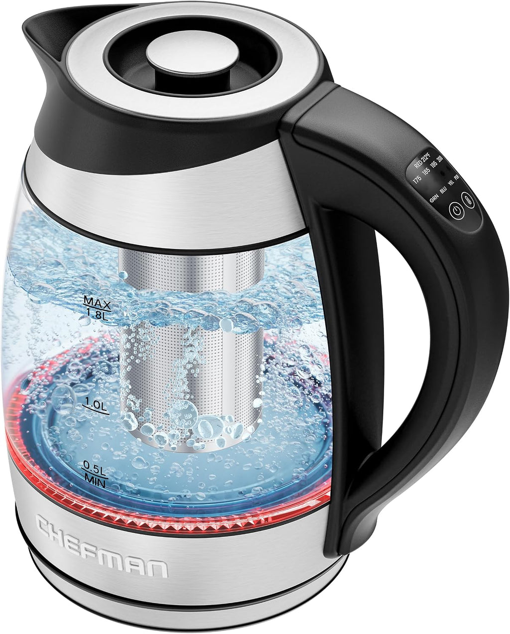 Electric Kettle with Temperature Control, 5 Presets LED Indicator Lights, Removable Tea Infuser, Glass Tea Kettle &
