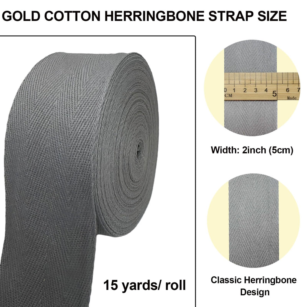 Deep Gray 2''Cotton Herringbone Twill Tape 15Yds Binding Trim