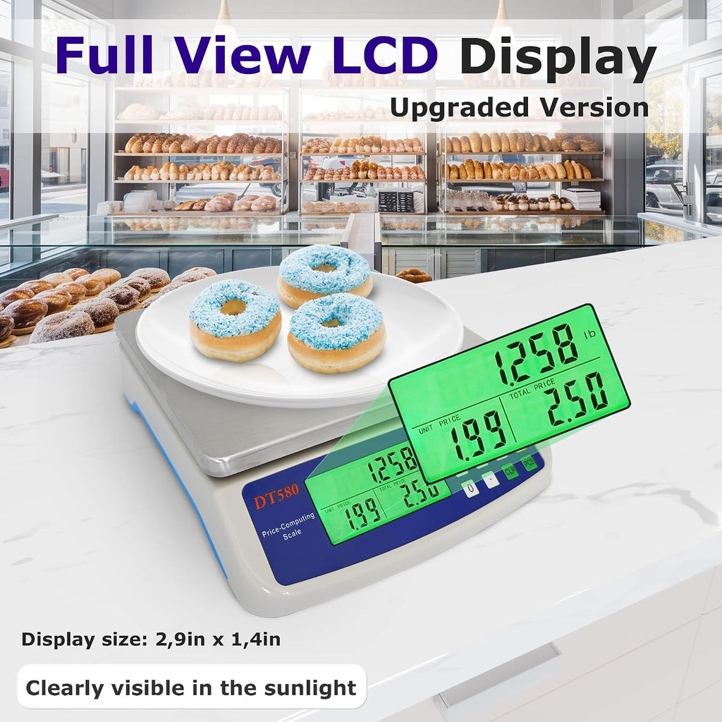 Large Digital Kitchen Scale 40kg/88lb Stainless Steel Price Computing Scale Counting Scale Deli Scale with LCD