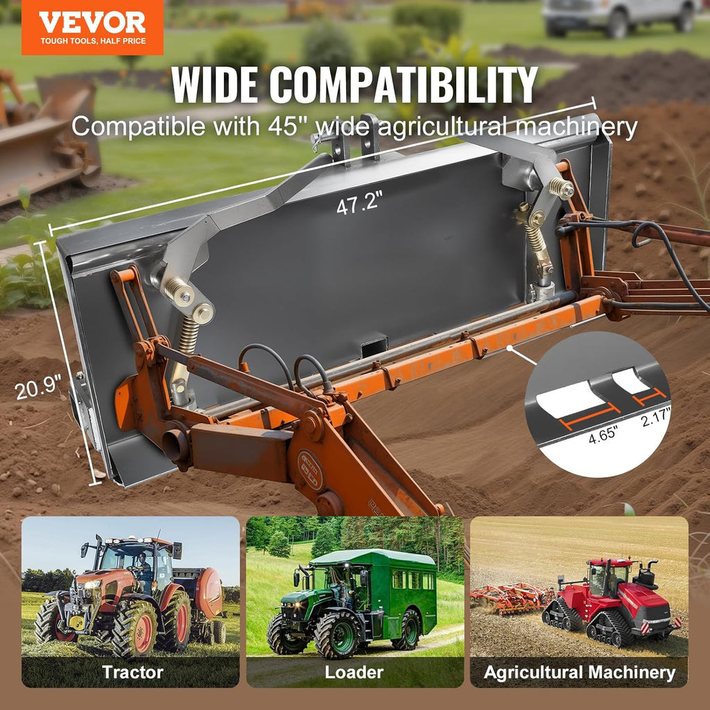 Universal 3-Point Skid Steer Plate, 3/8" Skid Steer Attachment Plate, 7000lbs Skid Steer Mount Plate Steel Adapter