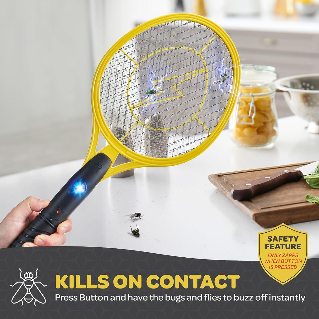 Electric Fly Swatter [Set of 2] Handheld Bug Zapper Racket for Indoor/Outdoor - 4000 Volt Swatter - Instant Bug &