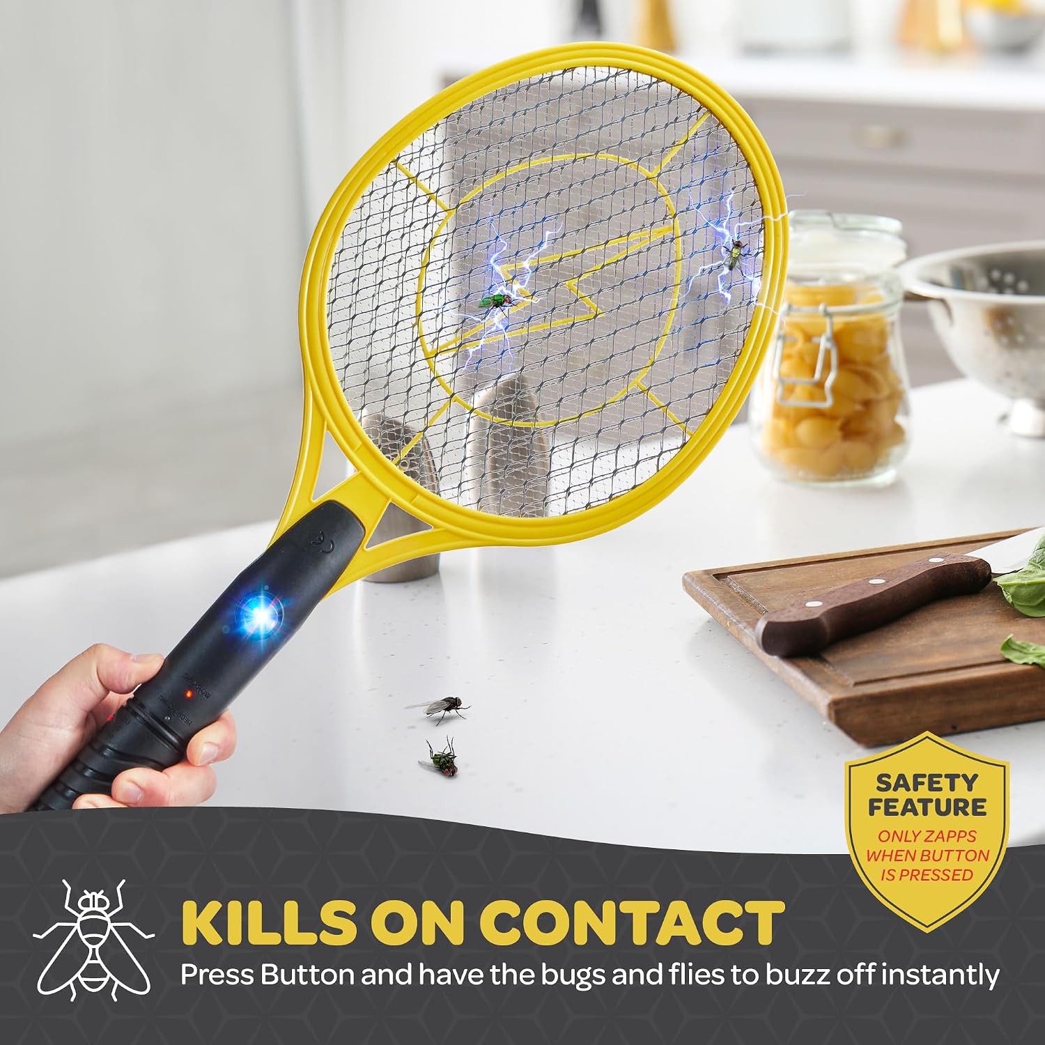 Electric Fly Swatter [Set of 2] Handheld Bug Zapper Racket for Indoor/Outdoor - 4000 Volt Swatter - Instant Bug &