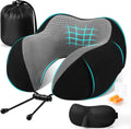 Travel Pillow for Airplane, Memory Foam Neck Pillow for Travel, Compact Flight Pillow with Eye Mask, Earplugs, Carry