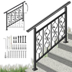 Adjustable Unique Design Handrails for Outdoor Steps, Black