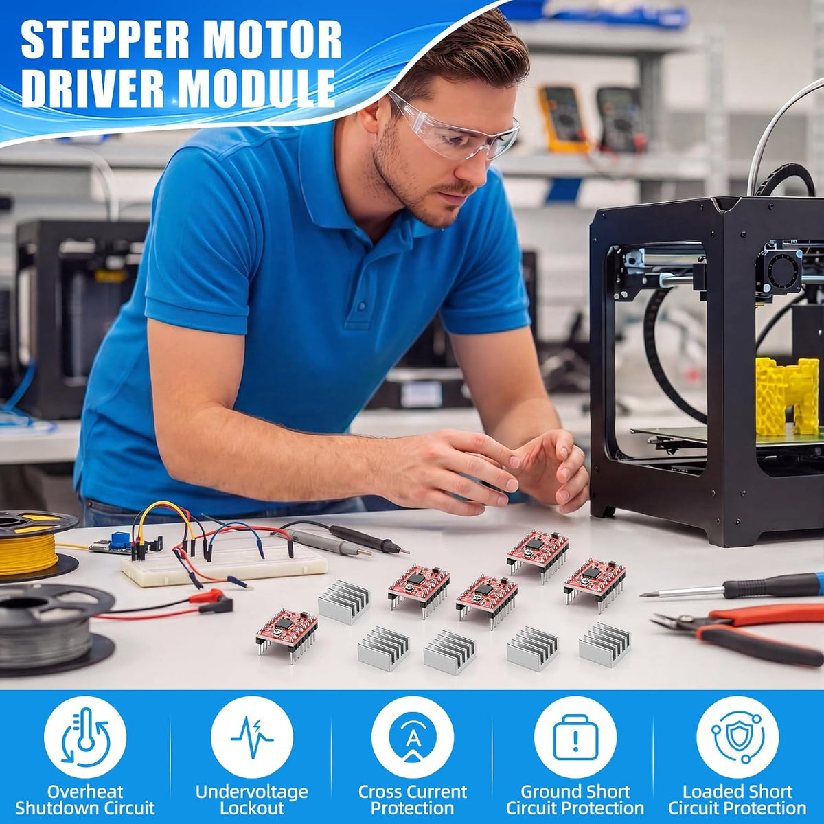 Tellegloww 9 Pcs Compatible with 3D Printer/CNC Nema 17 Stepper Motor A4988