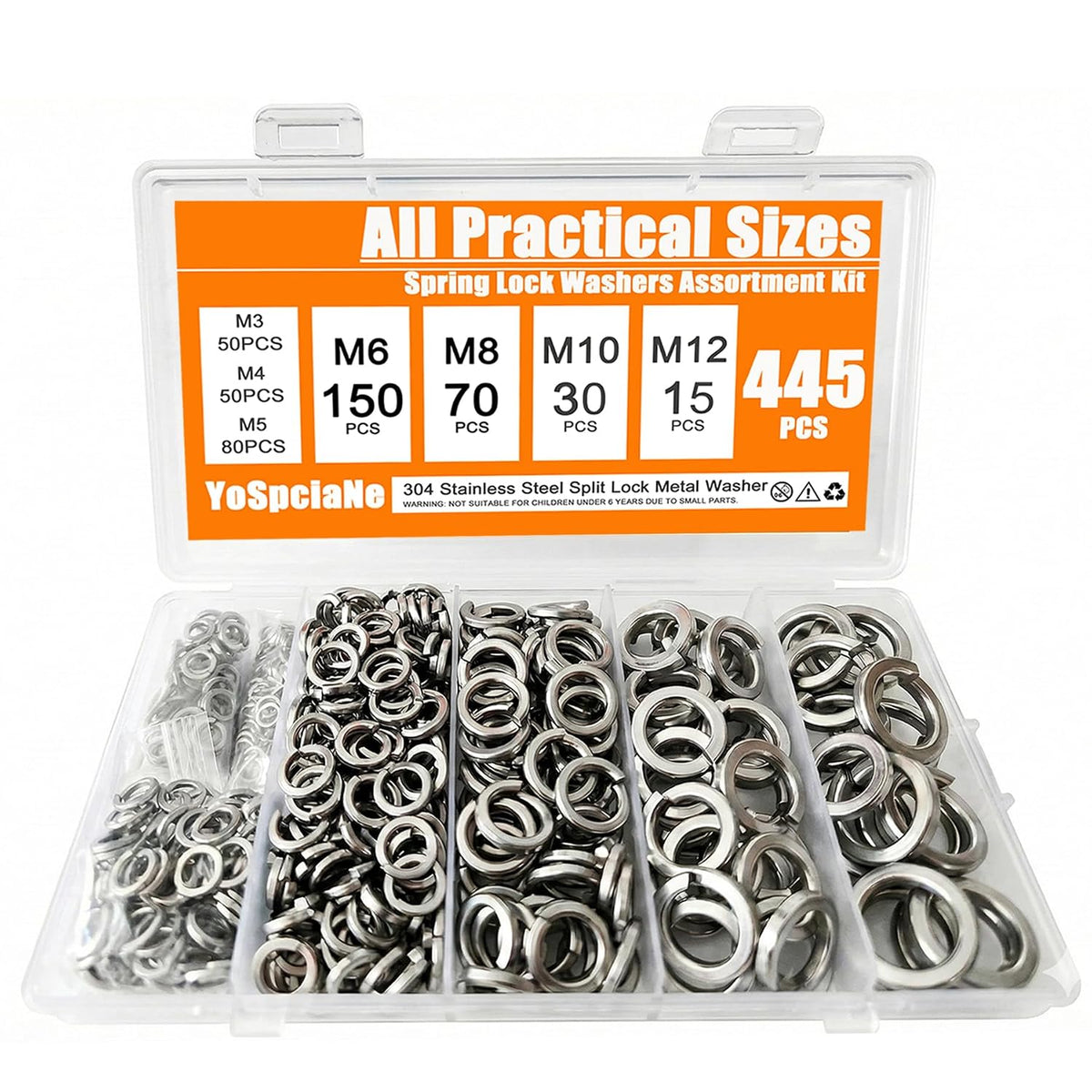 Lock Washers Assortment Kit, Spring Washers, More Practical M6 & M8 Sizes