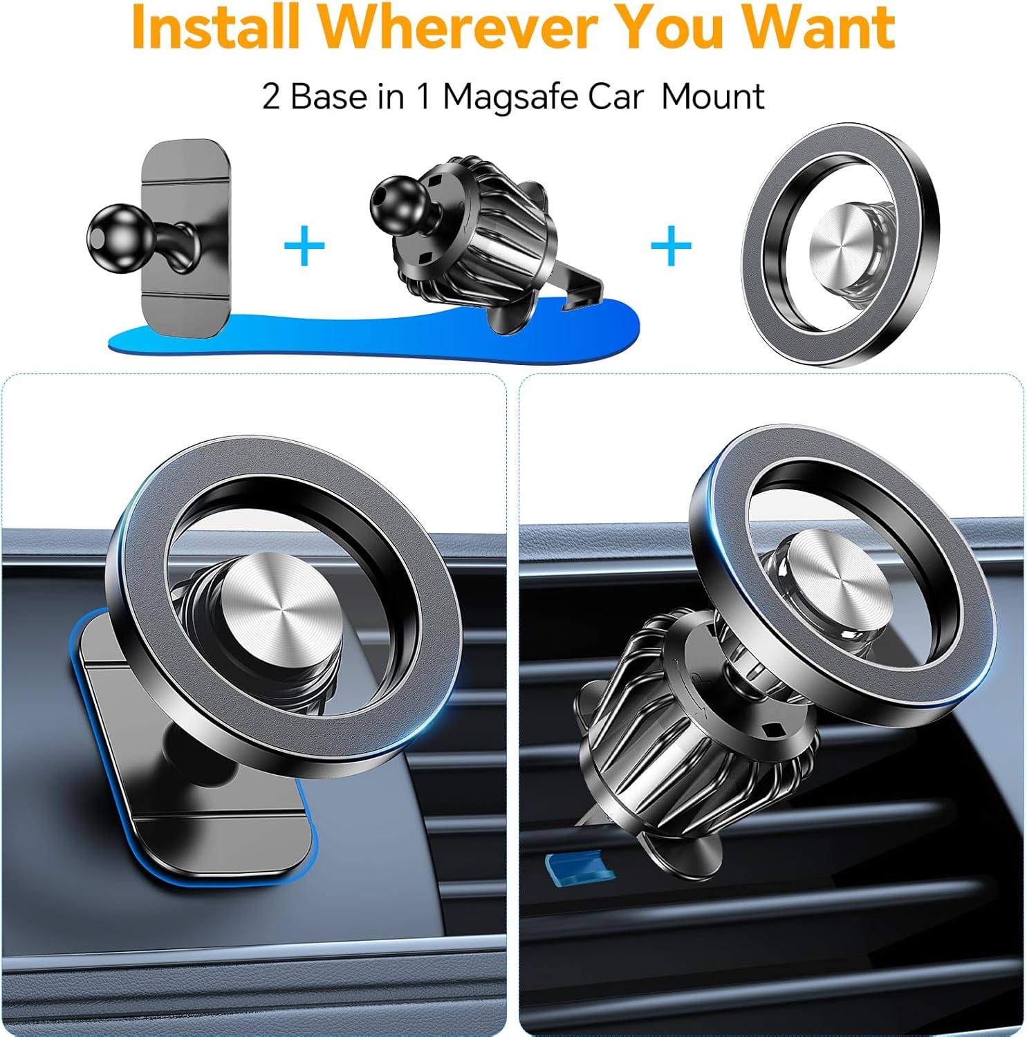 for Magsafe Car Mount【Strong Magnets】Magnetic Phone Holder for Car Phone Holder Mount Dash Mounted Holders Phone