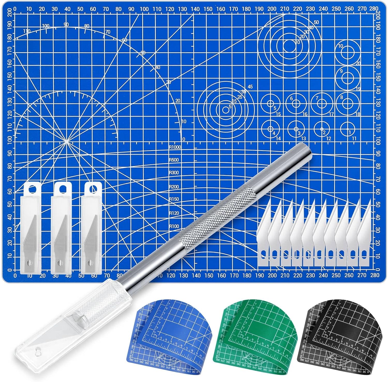 Exacto Knife Hobby Cutter with A4 Self Healing Cutting Mat Hobby Knife Set with 30 PCS Exacto Blades Precision Art