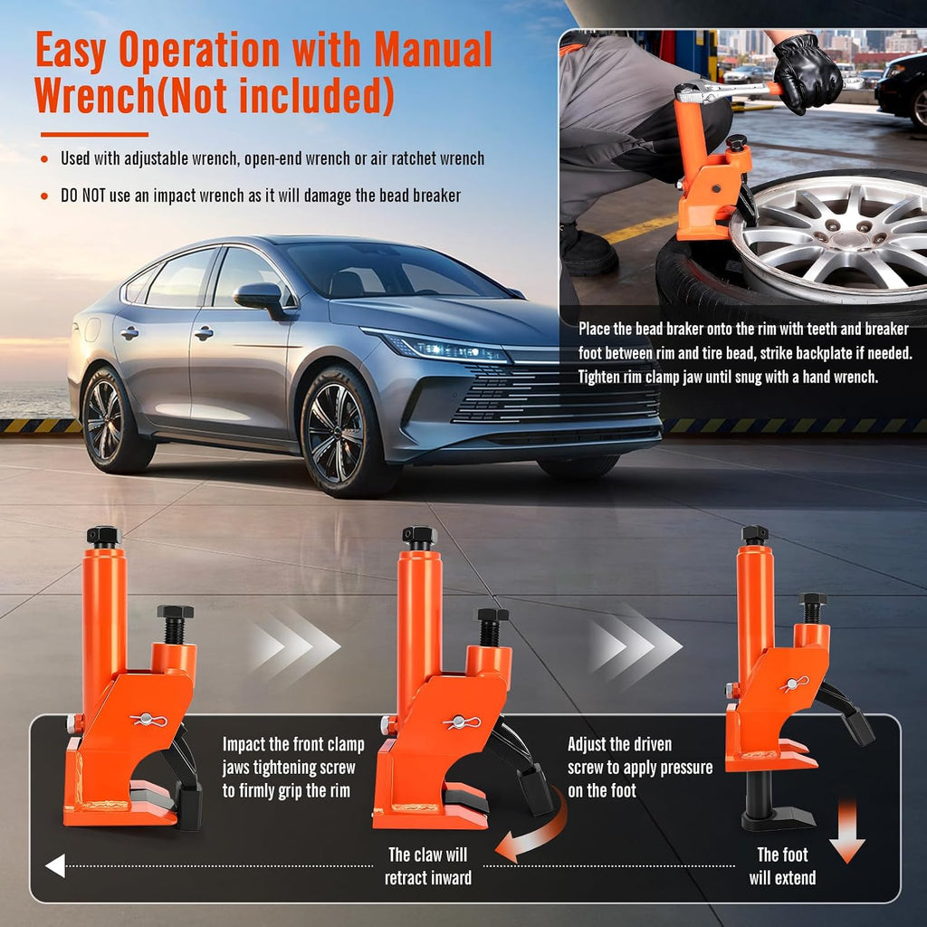 Tire Bead Breaker Tool for 38"-42" Tires, Hub-Safe Manual Tire Bead Breaker with Rubber Pad, Heavy Duty Tire Temoval