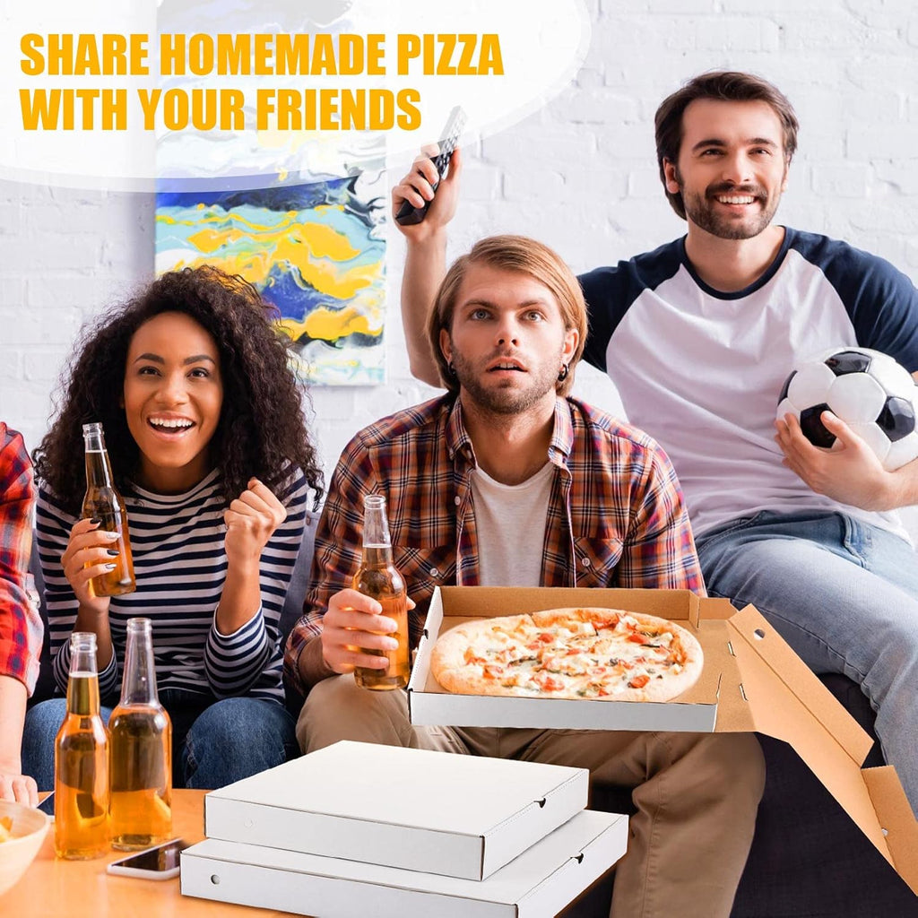 100 Pcs Pizza Boxes Bulk Cardboard Square, White and Kraft, 12 Inch