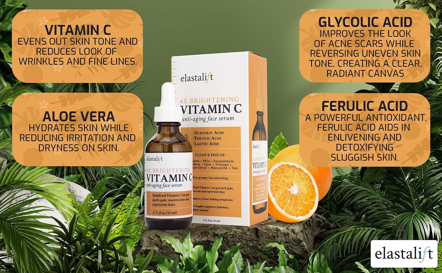 Vitamin C Facial Serum For Age Spots, Wrinkles, & Expression Lines. Anti-Aging Face Serum W/Vitamin C & Hyaluronic