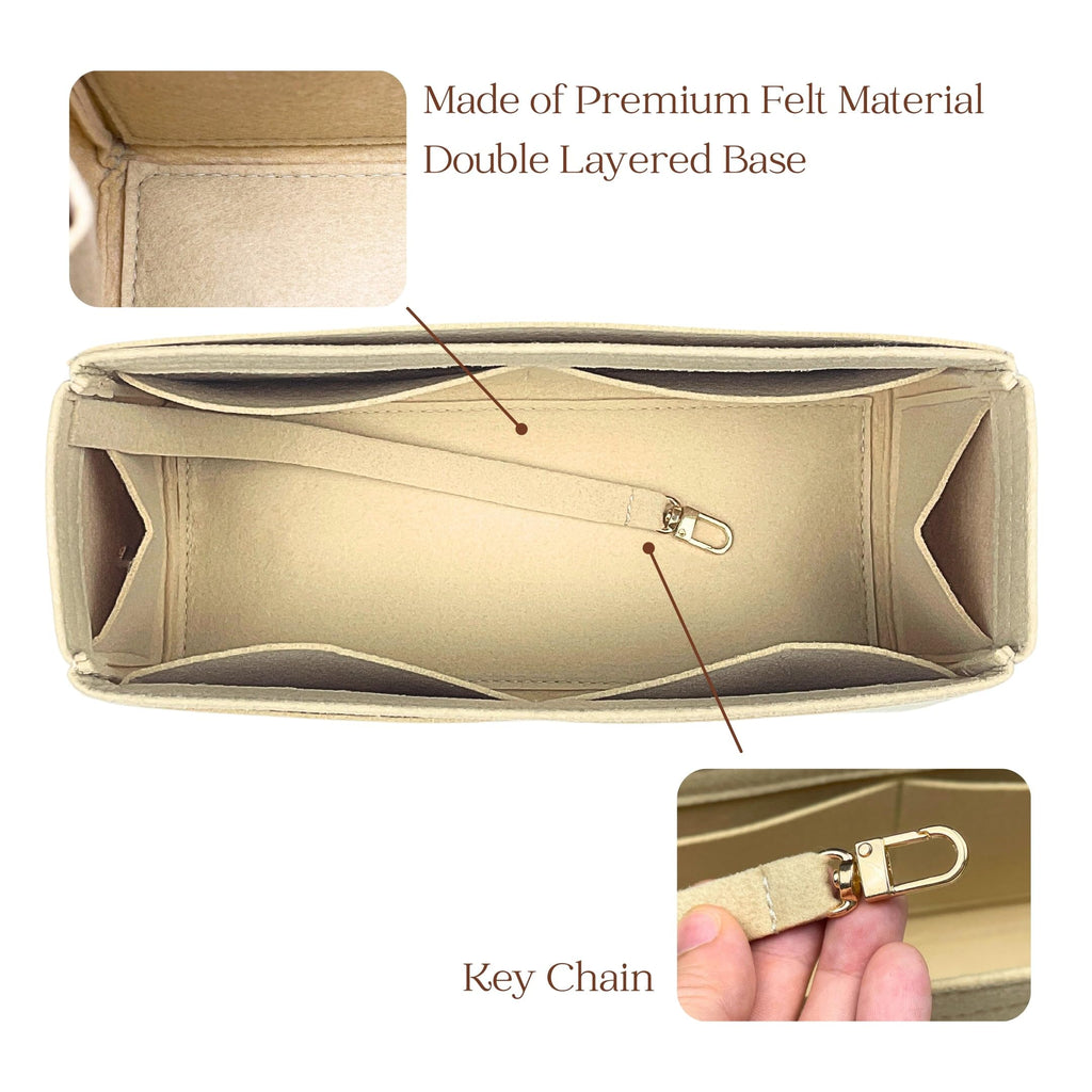 Organizer for Coa.h Soft Empire Carryall (Size 40, Ivory), Felt Bag Insert for 28/40/48 with Keychain Hook