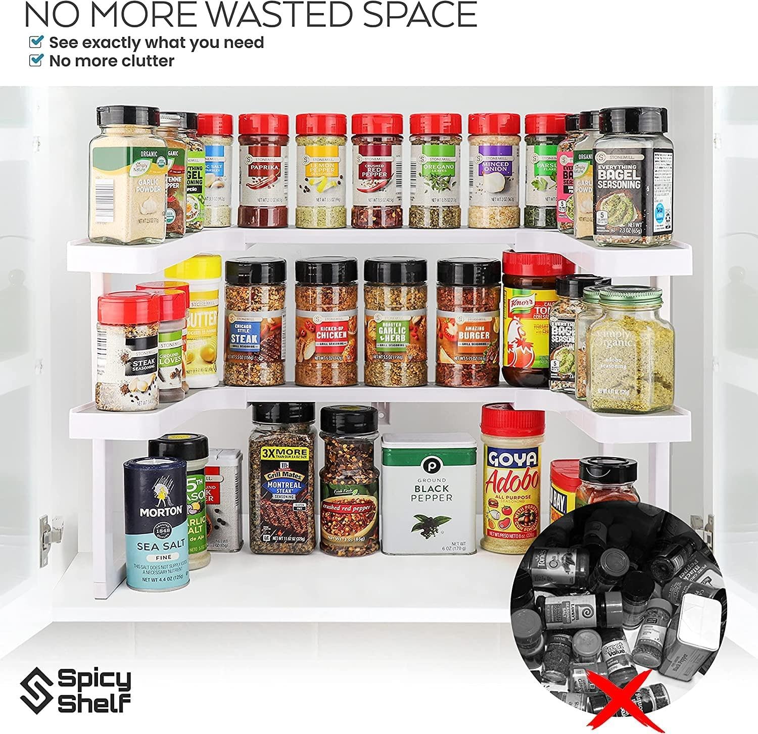 Deluxe - Expandable Spice Rack and Stackable Cabinet & Pantry Organizer (1 Set of 2 Shelves) - As seen on TV Deluxe