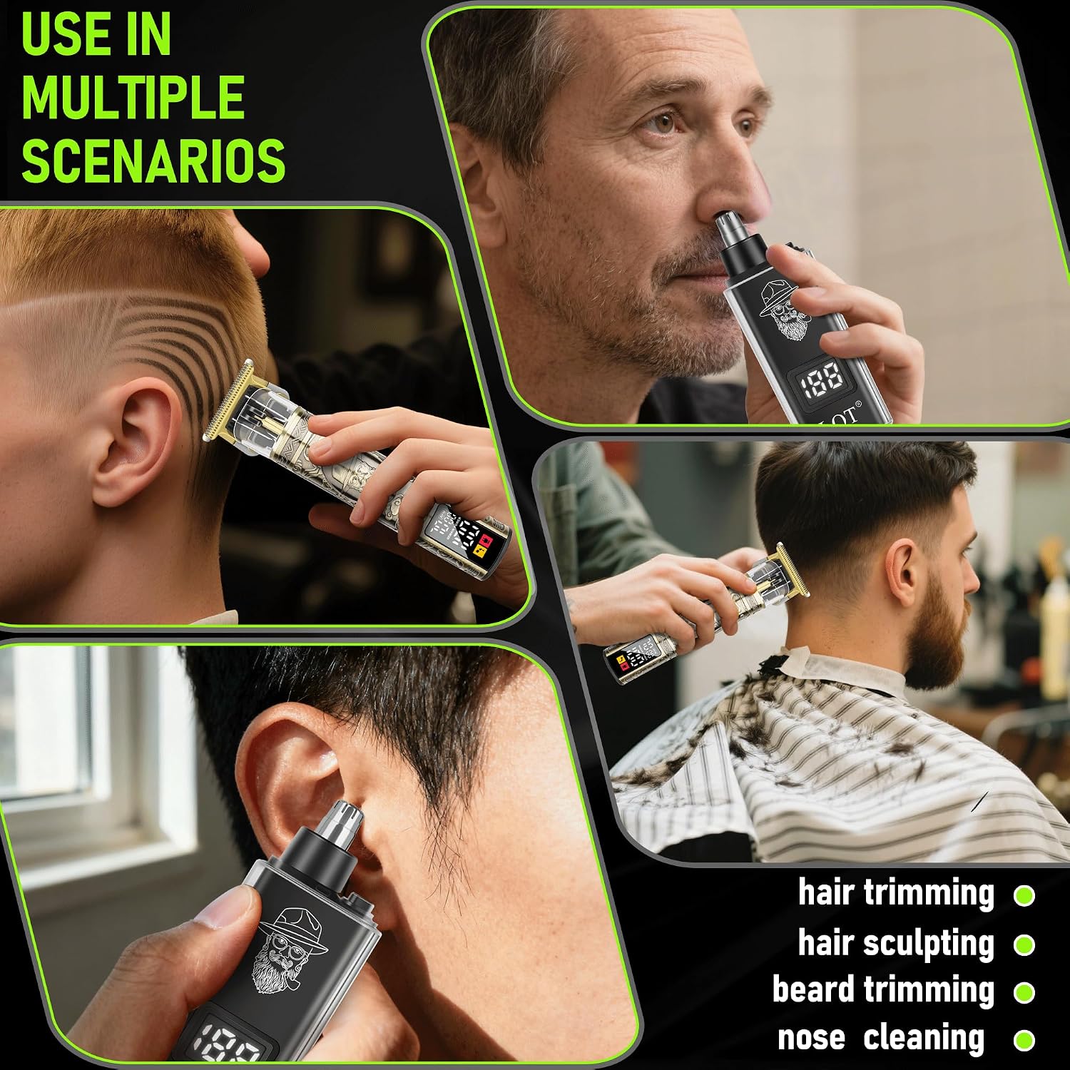 Hair Clippers for Men 2 in 1 Beard and Mustache Trimmer for Men T Liners Trimmers Electric Cordless Nose and Ear Hair