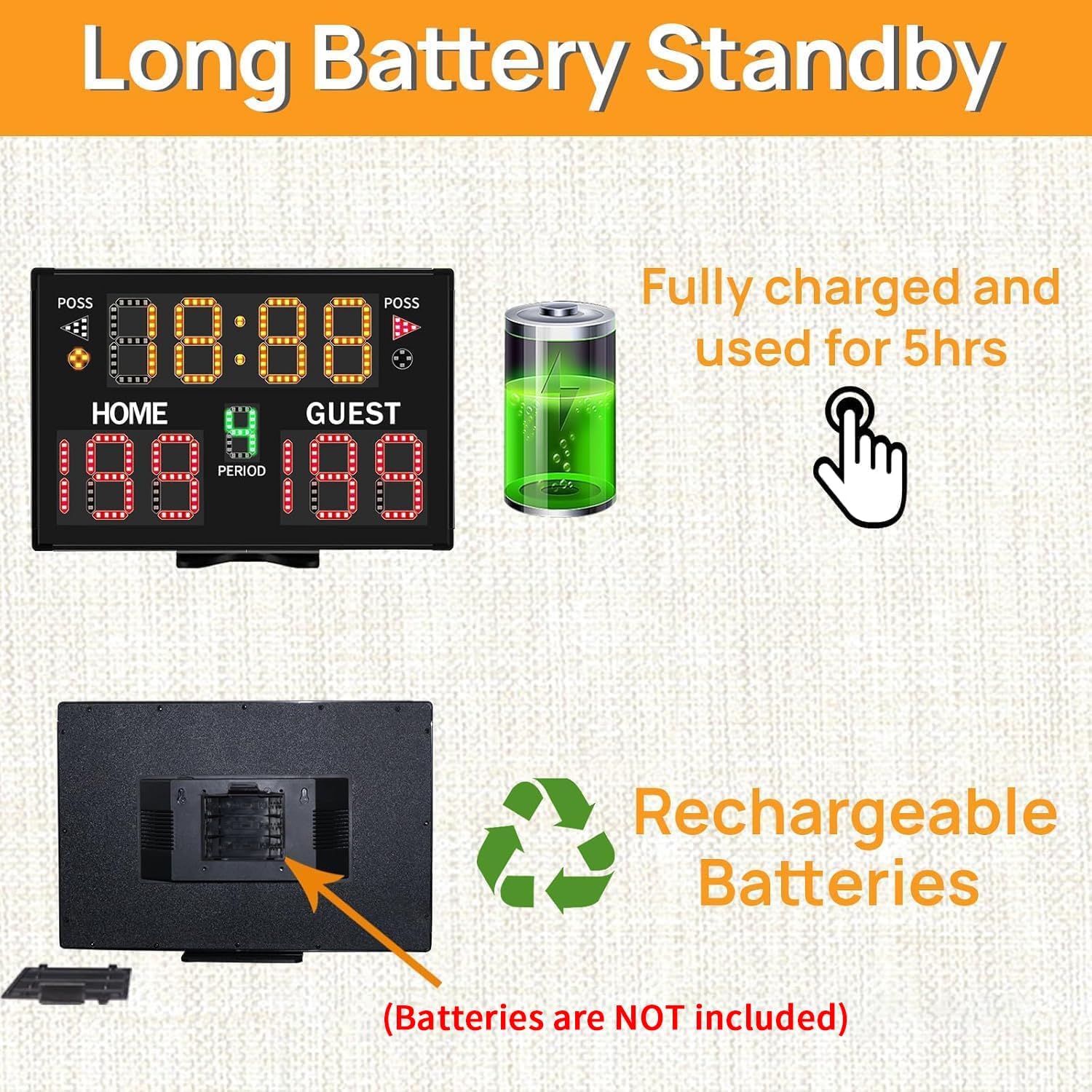 Ultra-Bright LED Scoreboard, Digital Scoreboard with Remote, Portable Electronic Score Keeper, Basketball Score