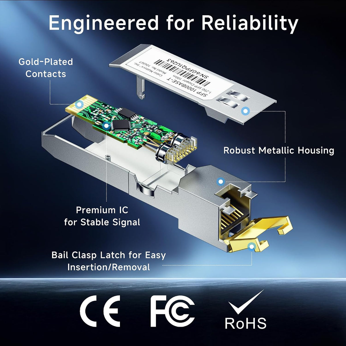 Cable Matters 1000BASE-T Gigabit SFP to RJ45 Copper Transceiver Module