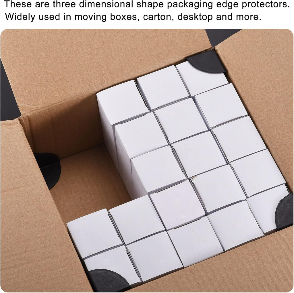 Corner Protector PP Plastic 3" x 3" x 3" for Carton, Boxes Packaging Black Pack of 16
