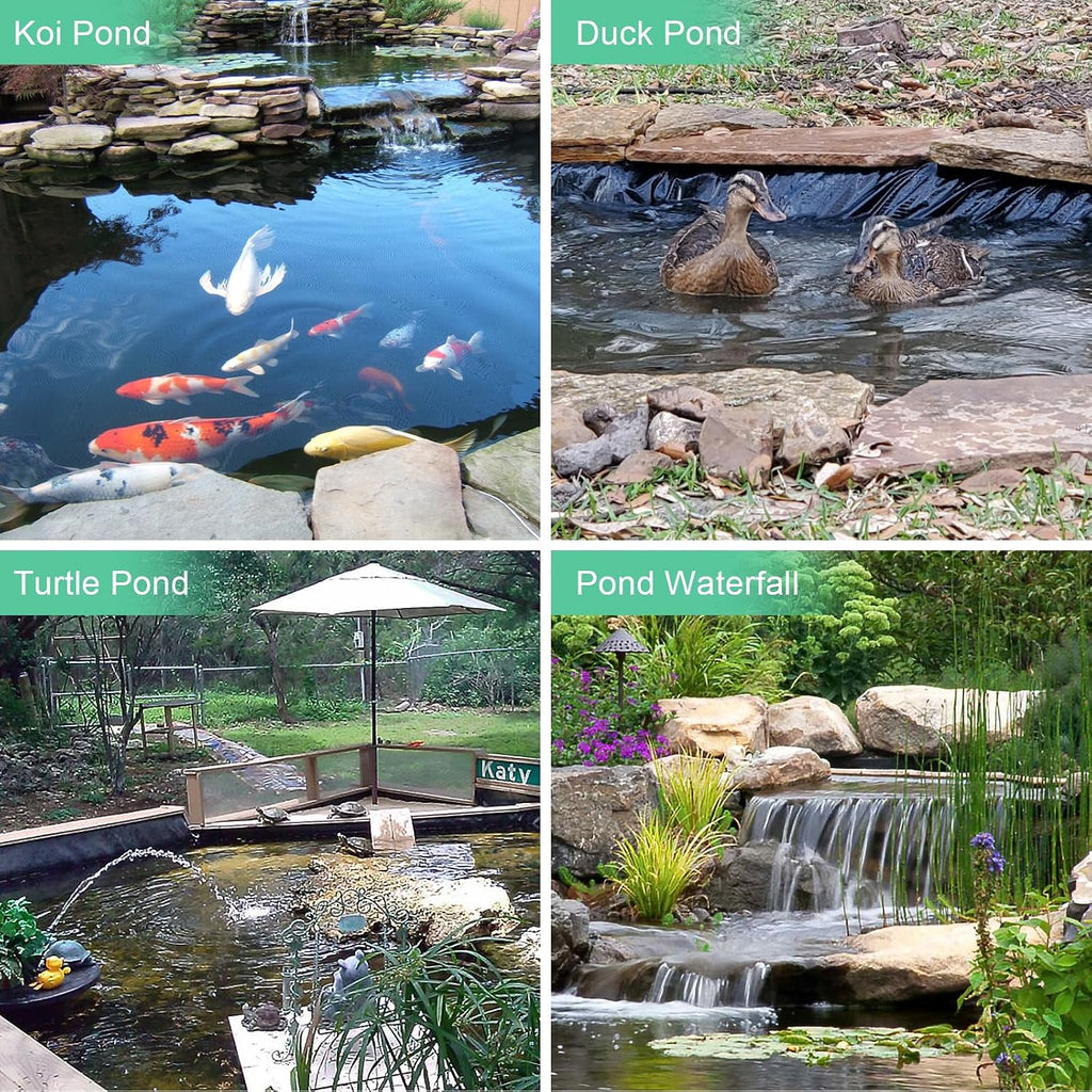 20 Mil HDPE Pond Liner, 12 x 12 FT Flexible Water Garden Liner