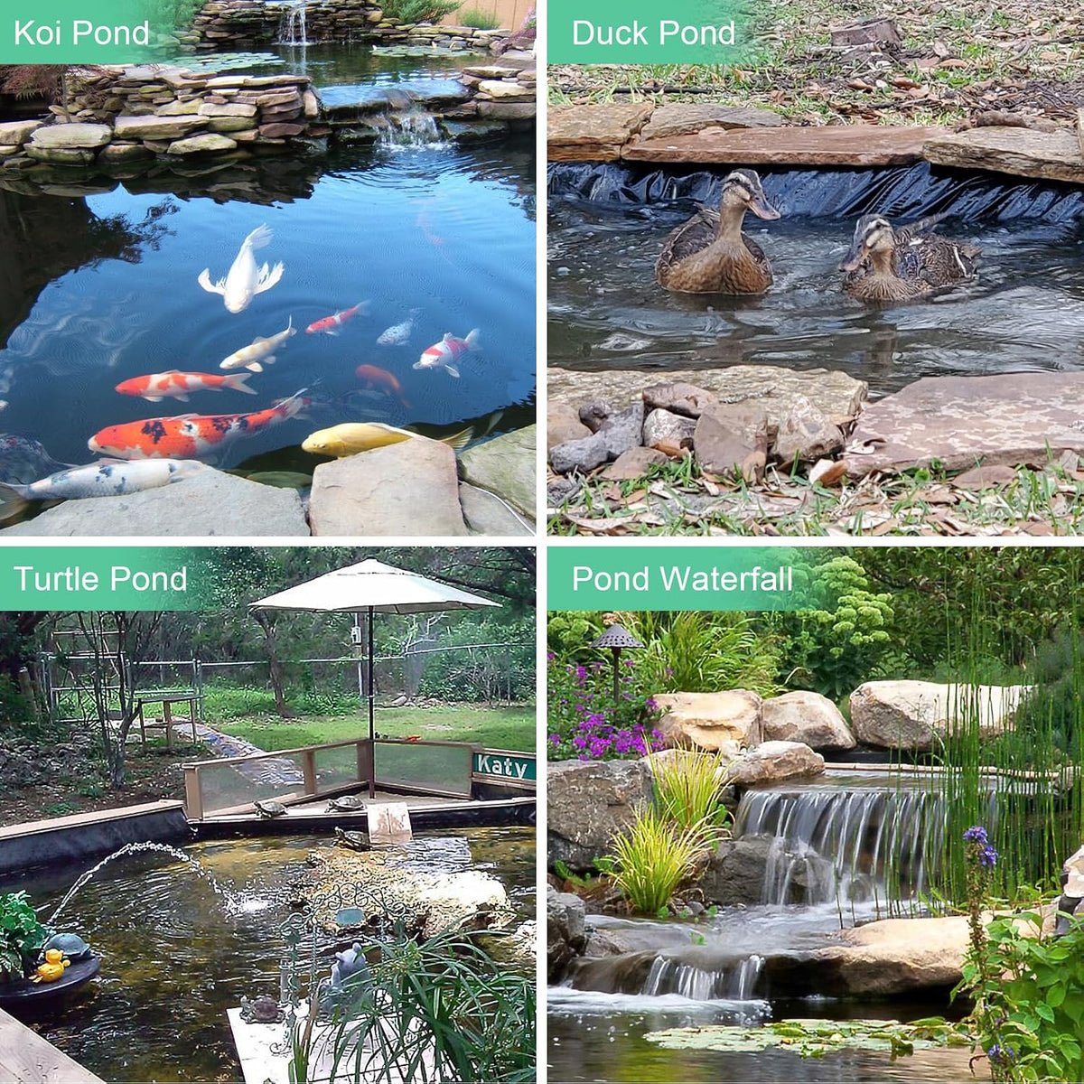 20 Mil HDPE Pond Liner, 12 x 12 FT Flexible Water Garden Liner