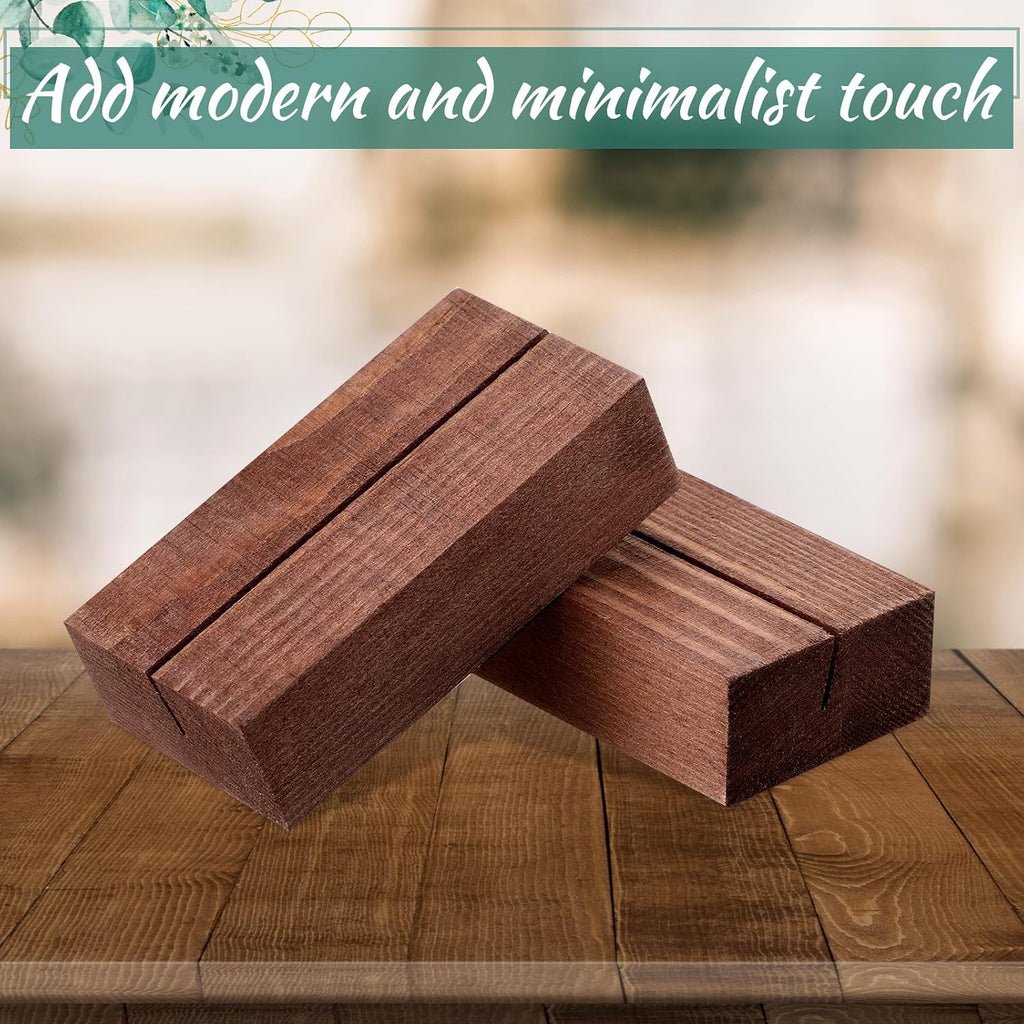 12 Pcs Wood Place Card Holders Wooden Table Number Holder Stands Name Card for Wedding Party Events Exhibition