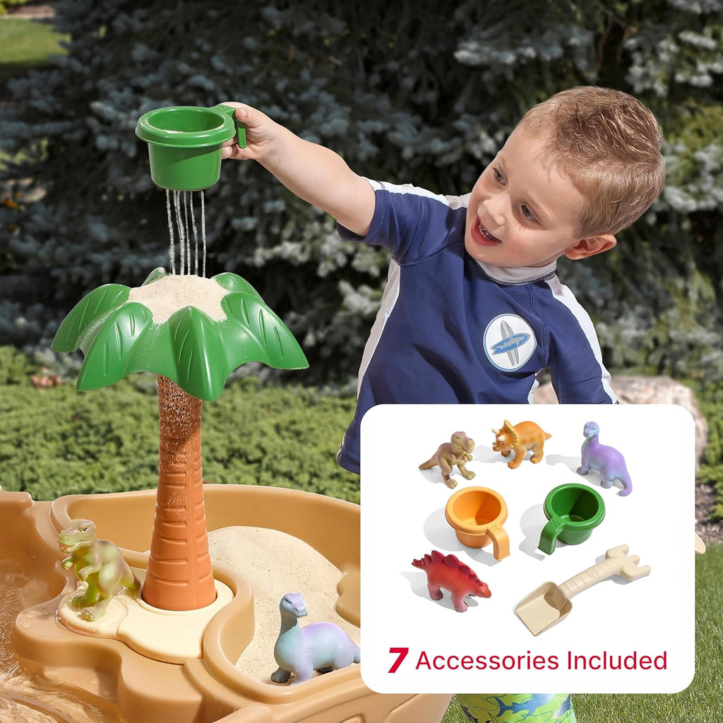 Step2 Dino Dig Sand and WaterTable, Kids Activity Sensory Playset, Summer Outdoor Toys, 7 Piece Water Toy