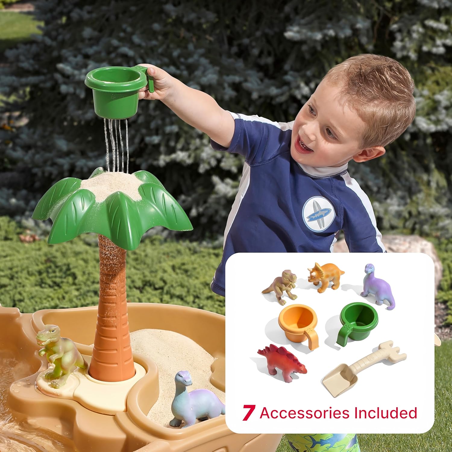 Step2 Dino Dig Sand and WaterTable, Kids Activity Sensory Playset, Summer Outdoor Toys, 7 Piece Water Toy