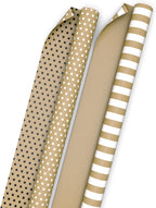 Reversible Wrapping Paper Rolls, 2 Rolls (Kraft, Striped, Dots)