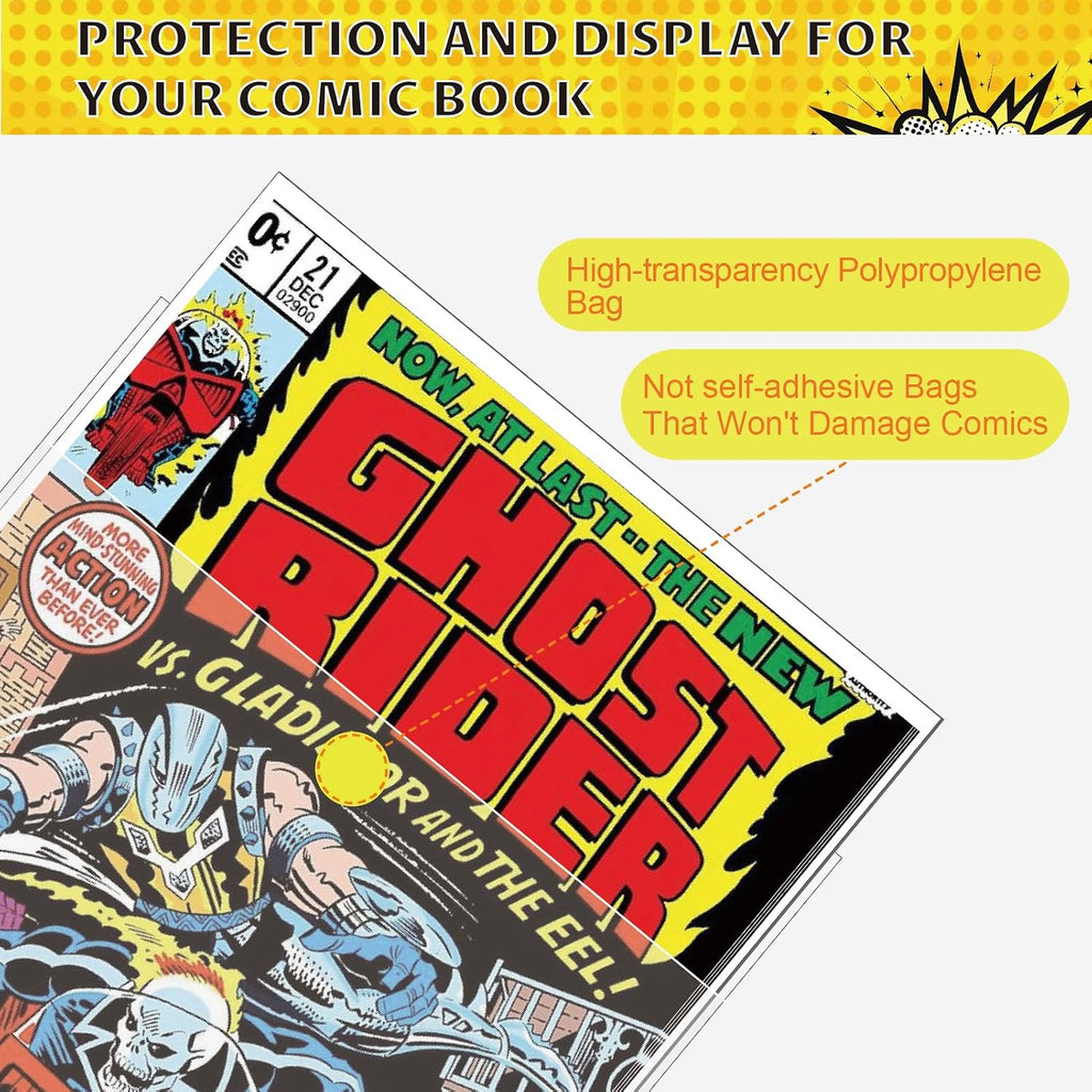 100ct Silver Comic Bags and Boards - Reusable Clear Sleeves & 24PT Boards | Protect Vintage Comics from Scratches
