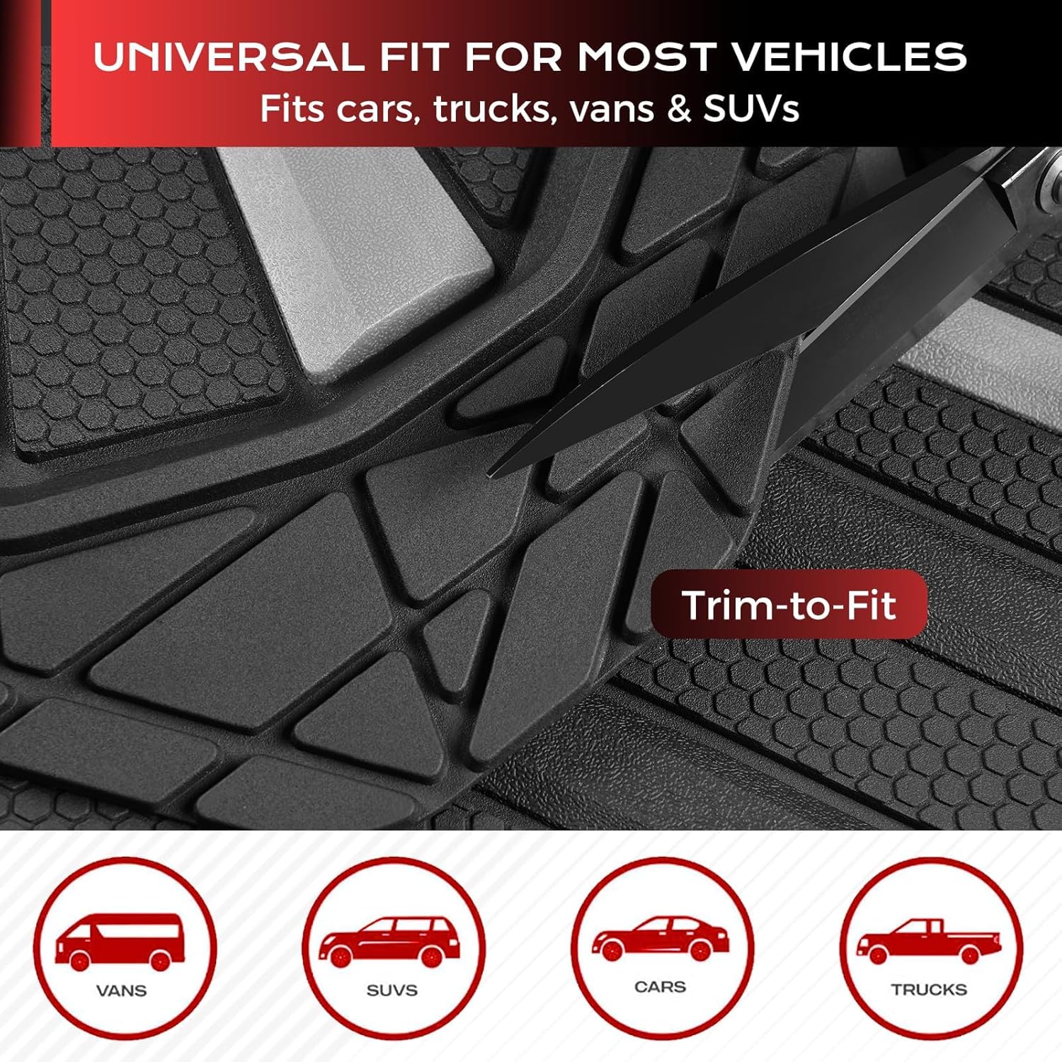 Car Mats Full Set, All Weather Car Floor Mats for Cars, Waterproof Automotive Floor Mats with Anti-Slip Backing