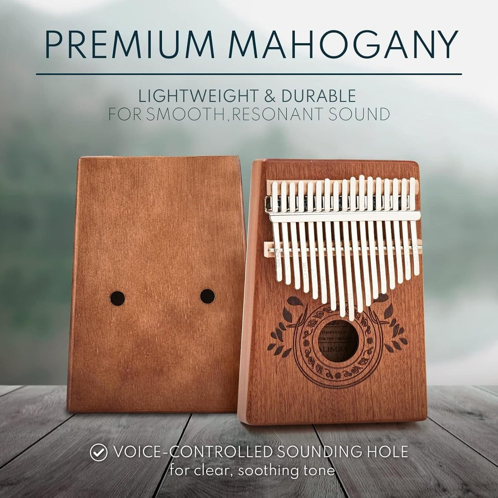 17-Key Kalimba Thumb Piano - Portable Mahogany Percussion Mbira Instrument - Beginner Tuning Set, Music Instruments
