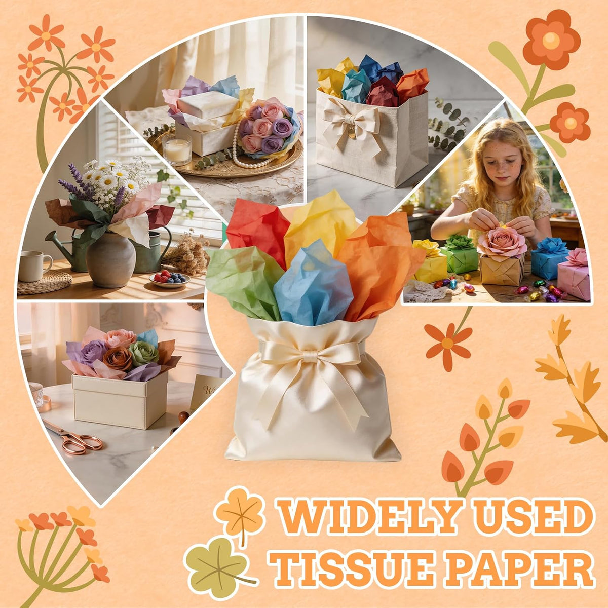 300 Sheets Colored Tissue Paper Bulk 30 Colors 14x10 Inch