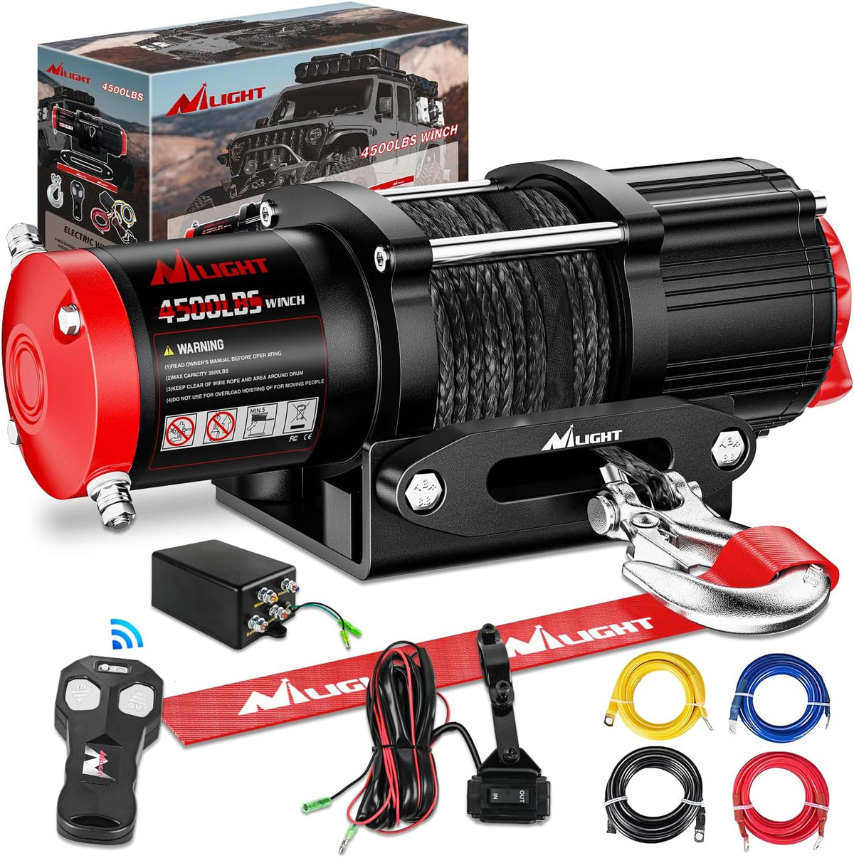 ATV UTV Electric Winch 12V 4500 lb w Synthetic Rope Remote Control