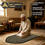 Muslim Prayer Rug with Tasbih Prayer Beads and Compass Keychain
