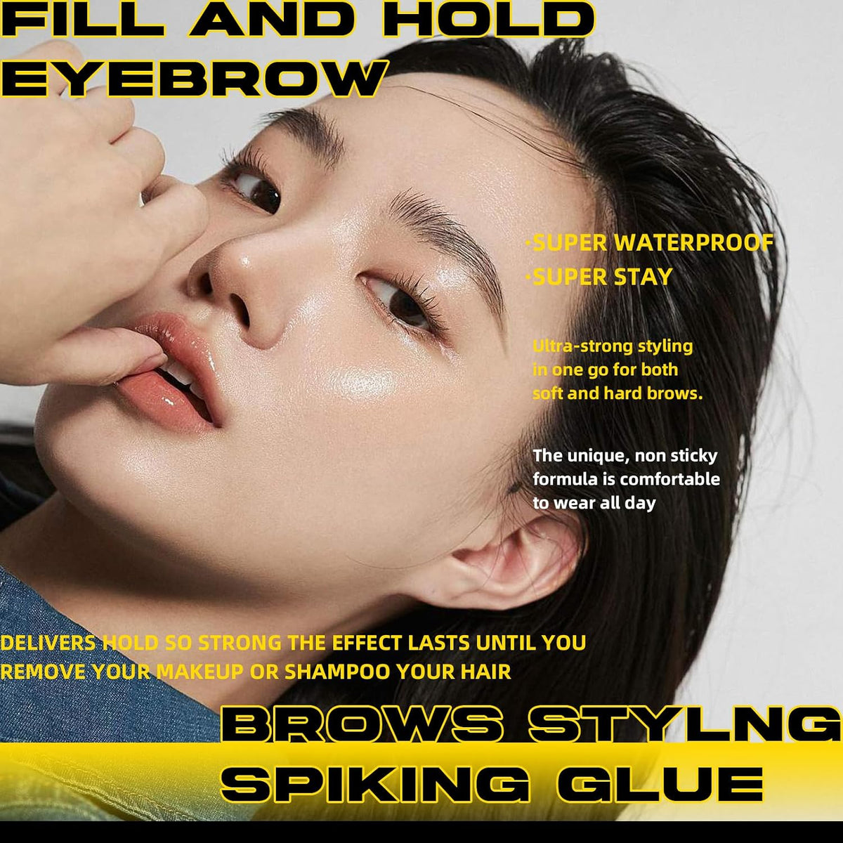 Brow Styling Spiking Glue - Clear Eyebrow Setting Gel, Brow Fix Gel for Long-Lasting Hold, Waterproof & Sweat-Proof