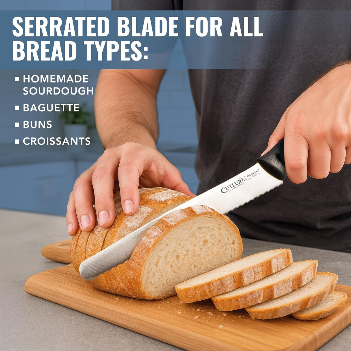 Bread Knife with Cover, 10" Serrated Knife for Sourdough Bread