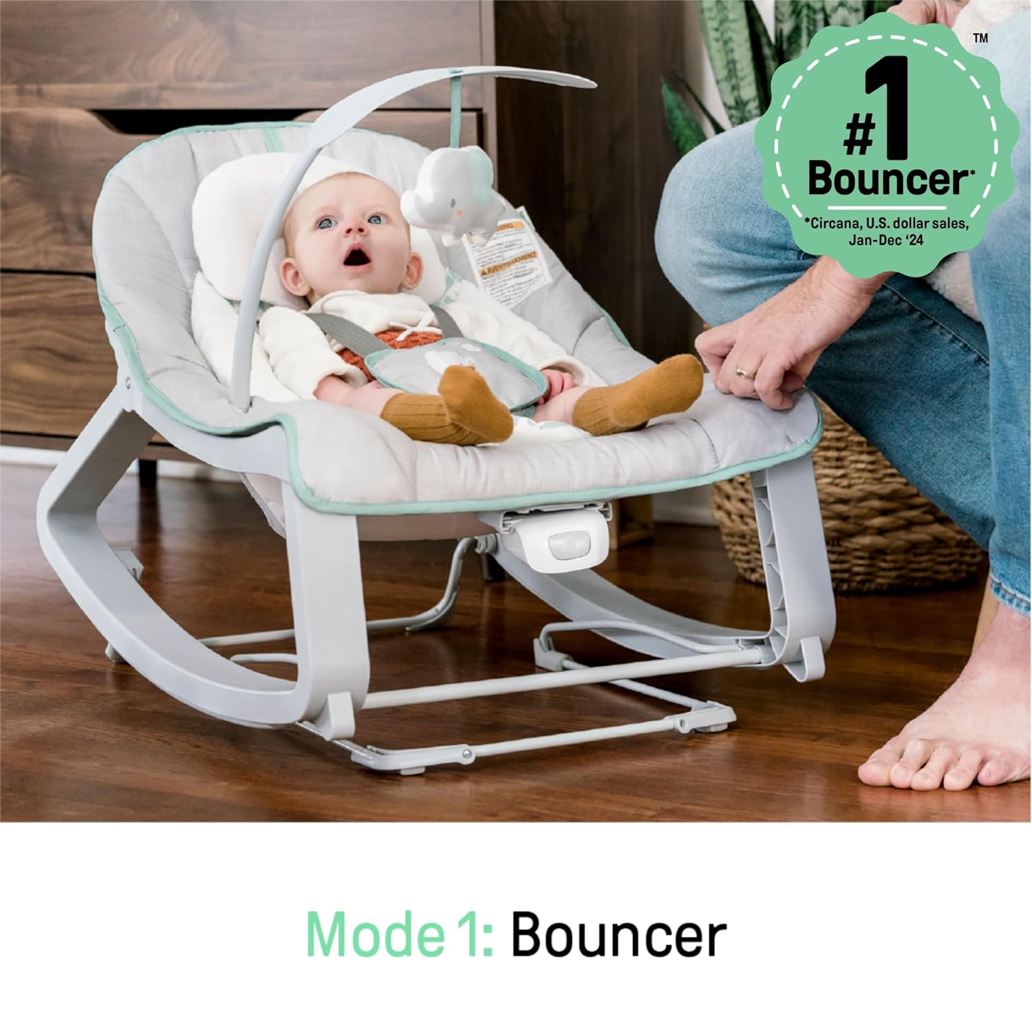 Keep Cozy 3-in-1 Grow with Me Vibrating Baby Bouncer, Seat & Infant to Toddler Rocker, Vibrations & -Toy Bar, 0-30