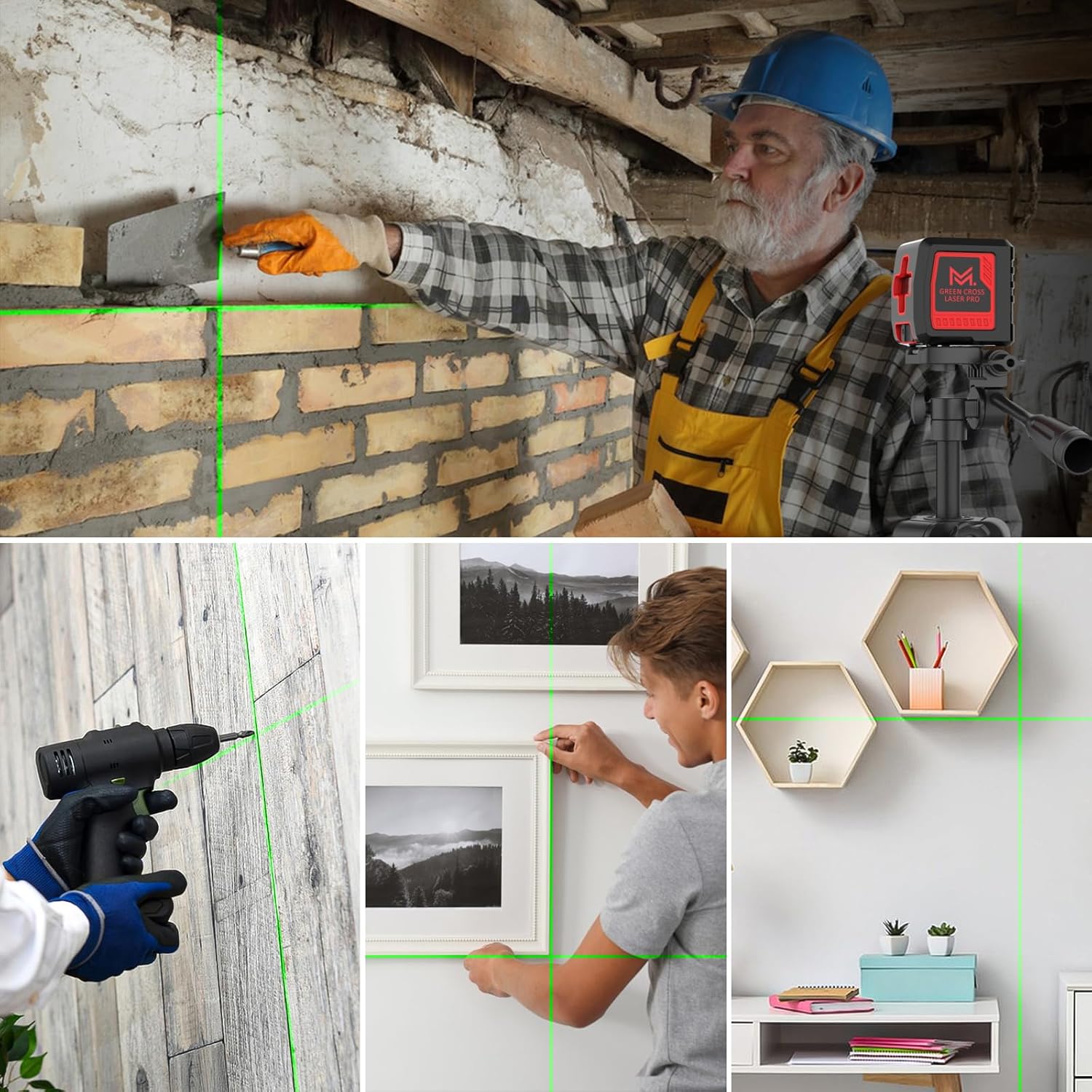 Self Leveling Laser Level 100ft, Green Cross Line with Tripod, 4 Brightness Modes & Pulse Function, Manual &