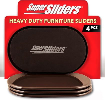 5-3/4" x 9-1/2" XL Oval Reusable Furniture Sliders for Carpet, Anti-Slip Protective Furniture Moving Pads for Beds