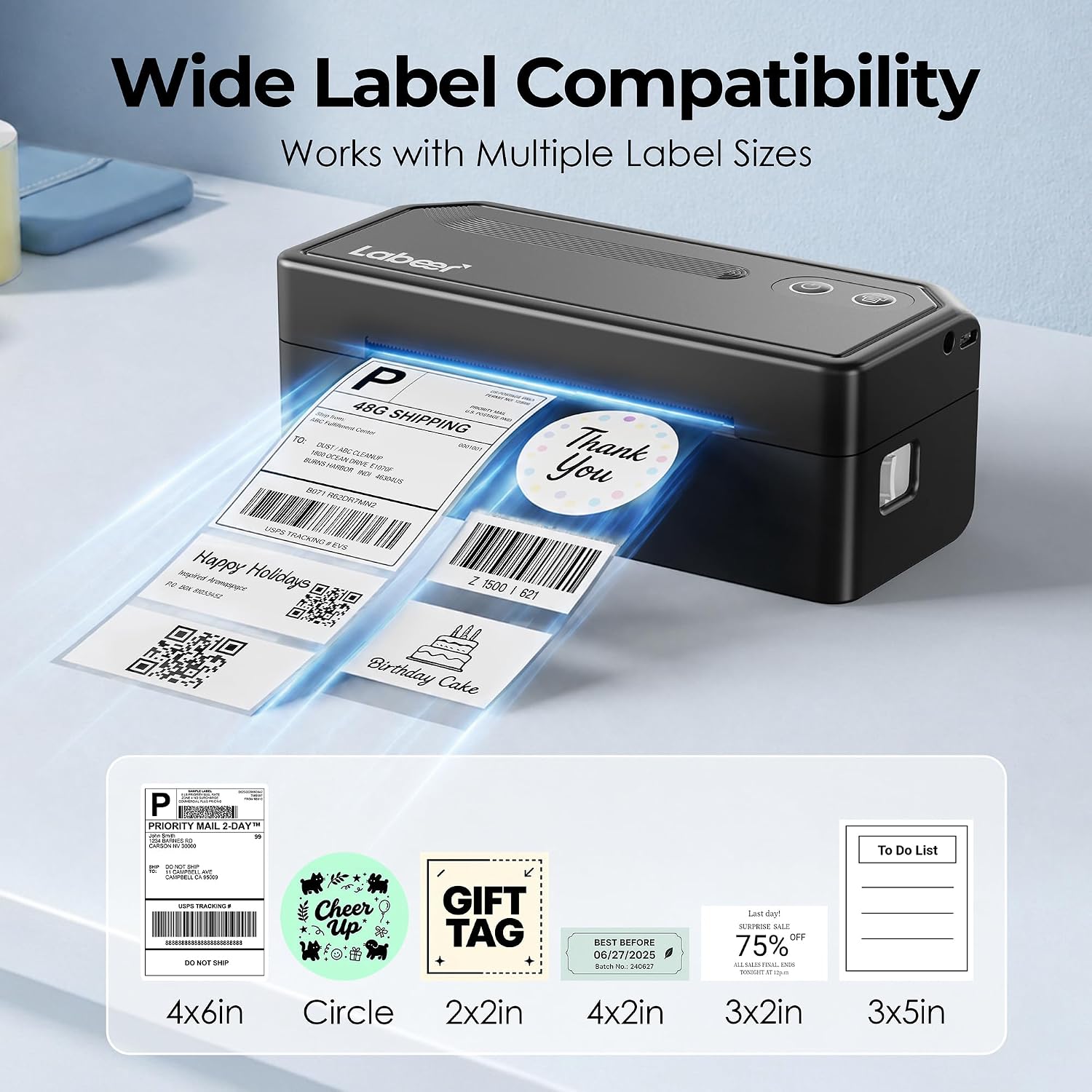 Bluetooth Thermal Shipping Label Printer, Wireless 4x6 Label Printer for Small Business, Compatible with iPhone