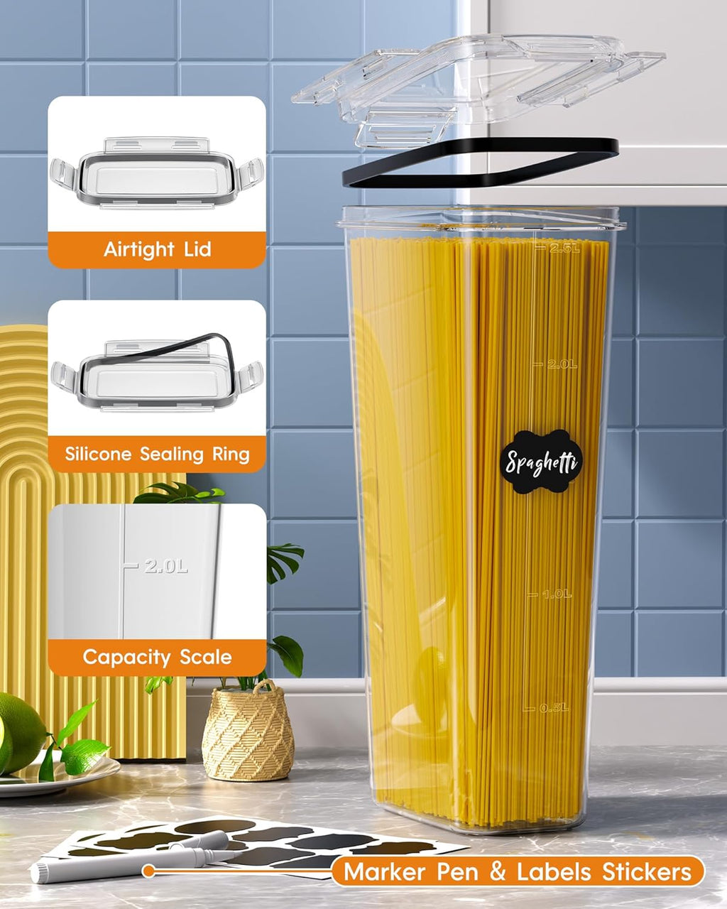 Airtight Food Storage Containers with Lids, 24 PCS Kitchen and Pantry Organization Canisters, BPA-Free, PVC-Free
