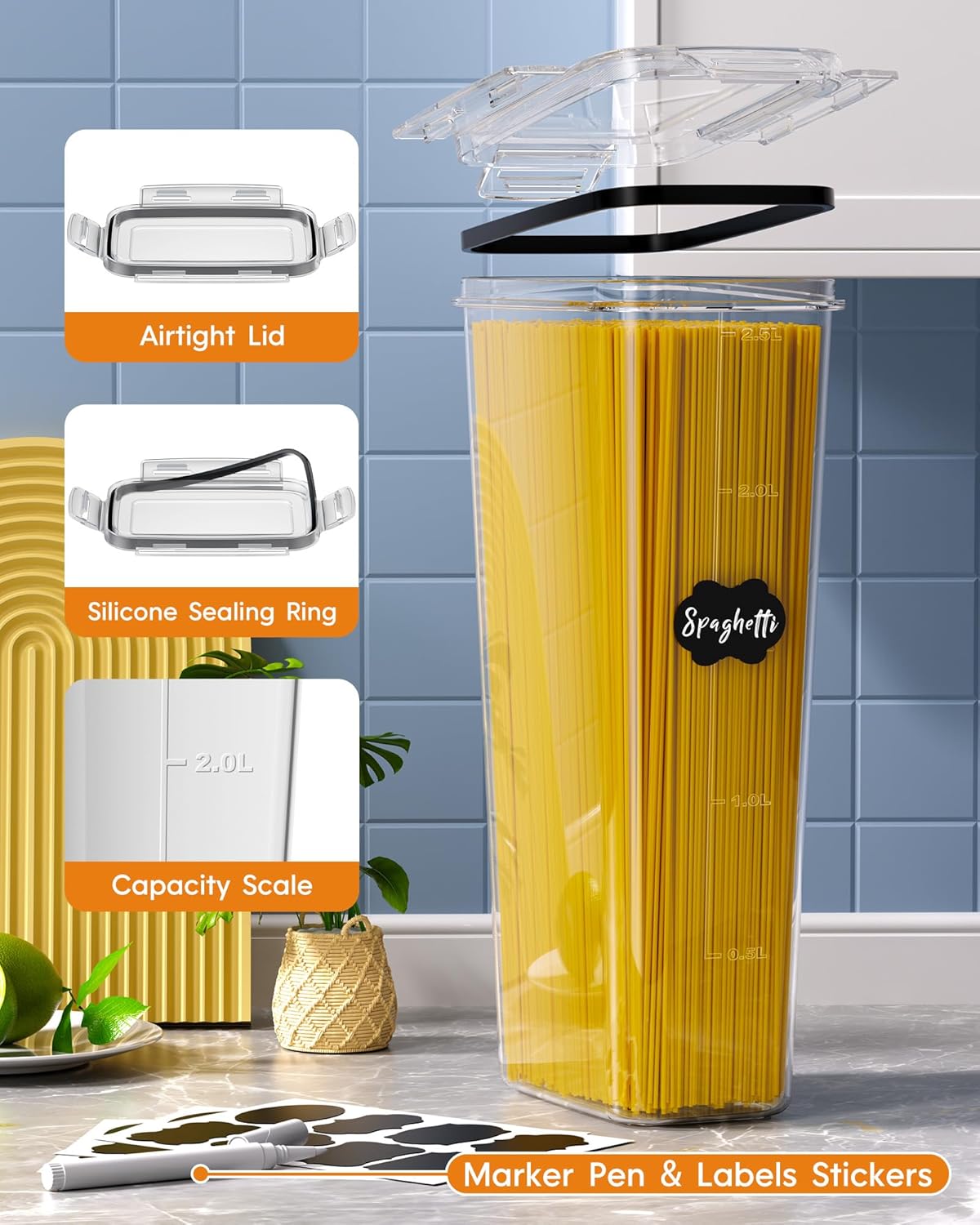 Airtight Food Storage Containers with Lids, 24 PCS Kitchen and Pantry Organization Canisters, BPA-Free, PVC-Free