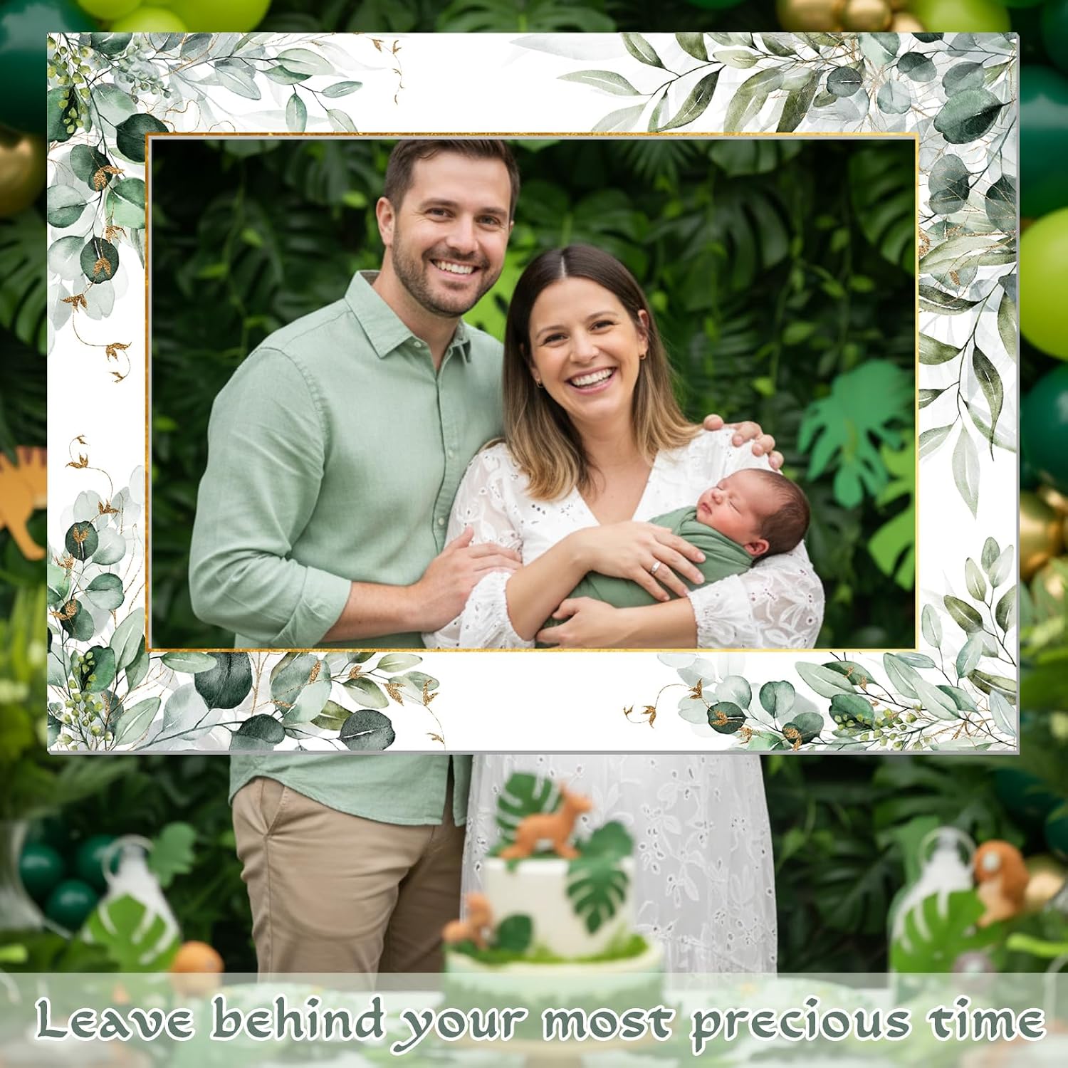 32 x 24 Inch Large Wedding Photo Booth Props Frame, Eucalyptus