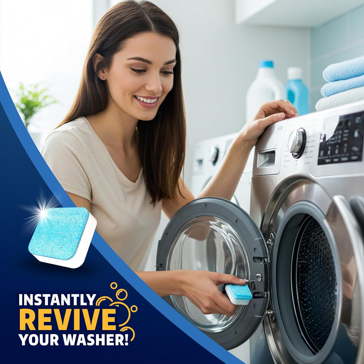 Washing Machine Cleaner Tablets 24 Pack - Deep Cleaning Tablets for Front & Top Load, Works With HE Washers, Removes