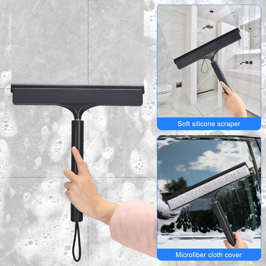 Shower Squeegee with Long Handle, Telescoping Window and Floor Wiper