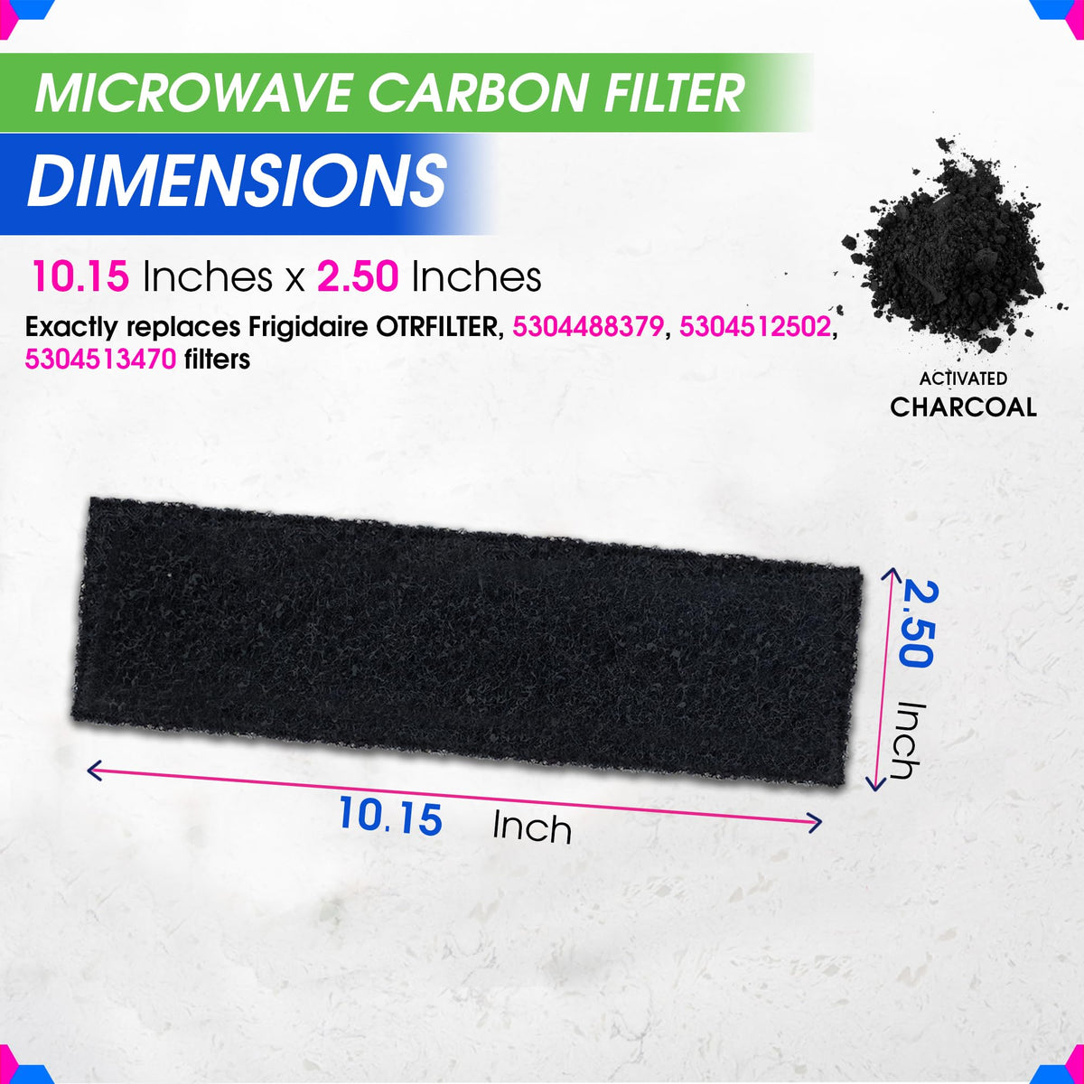 Microwave Carbon Filter 10.15” x 2.5” Compatible with Frigidaire OTRFILTER