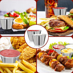 50 Pcs Metal Sauce Cups 2.5oz Ramekins, Stainless Steel Dipping Sauce Cups Metal Condiment Container Reusable Round