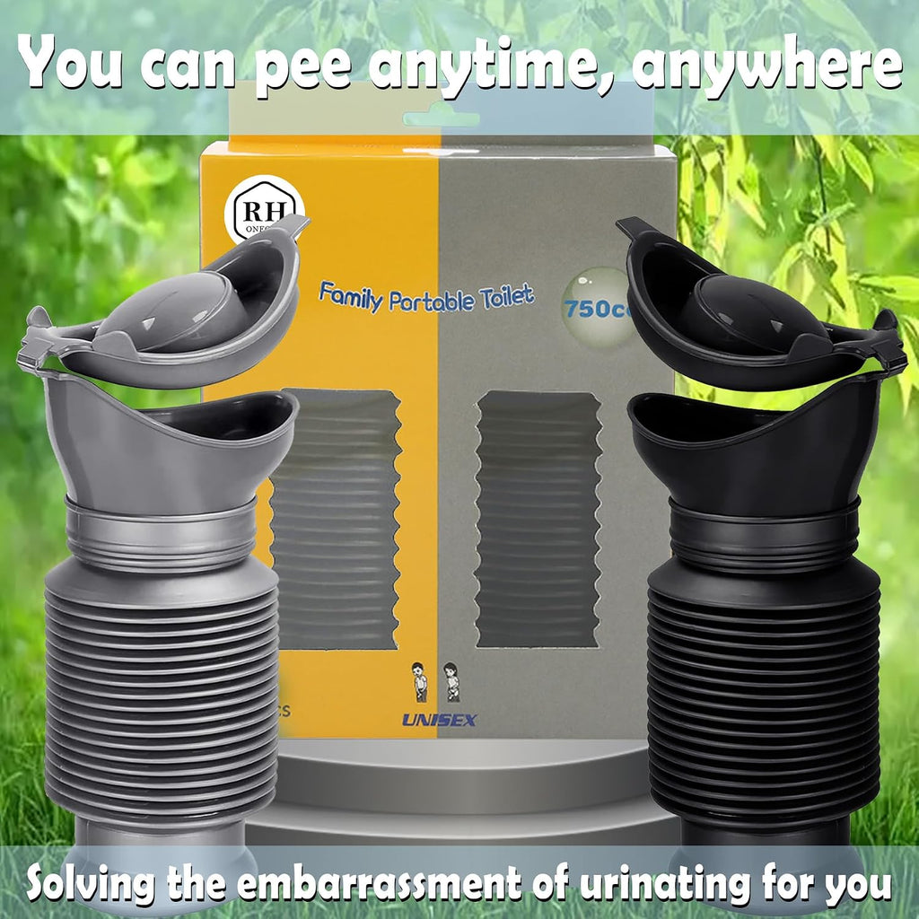 Car Travel Portable Urinal for Men and Women, Spill Proof 750 ml 2Pcs | with Disposable Bag, Portable Urine Bottle