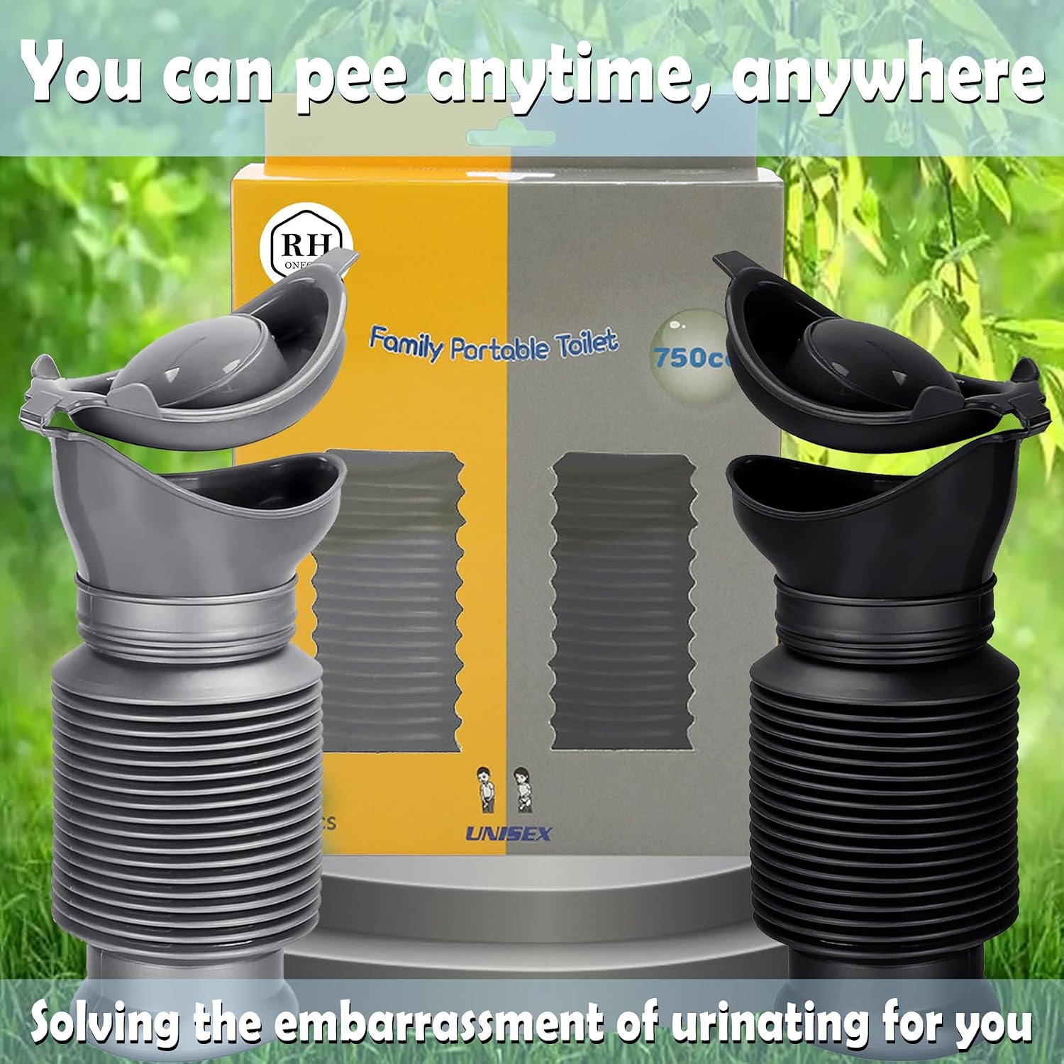 Car Travel Portable Urinal for Men and Women, Spill Proof 750 ml 2Pcs | with Disposable Bag, Portable Urine Bottle