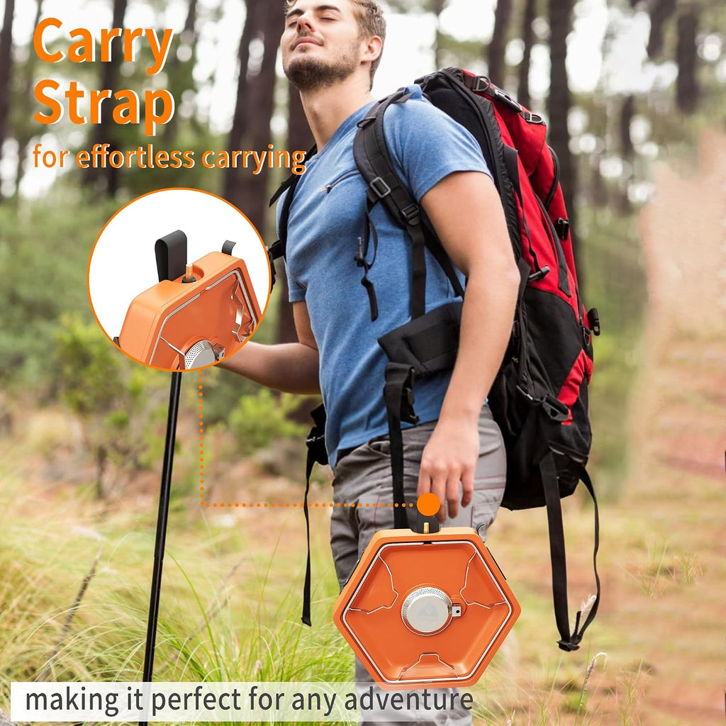 1-Burner Propane Stove Portable Camping Stove with Carry Strap, Backpacking Camp Stove for Outdoor Cooking
